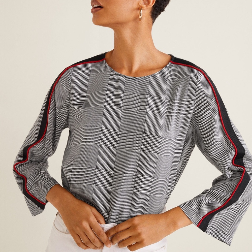 MANGO Houndstooth Pattern Blouse/Top